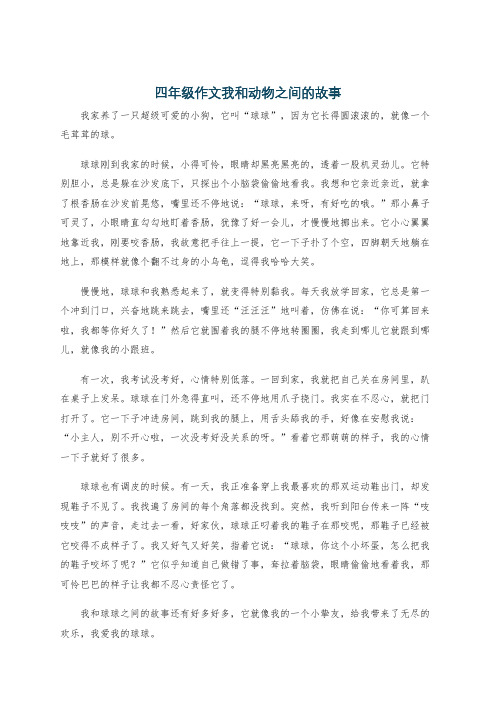 四年级作文我和动物之间的故事