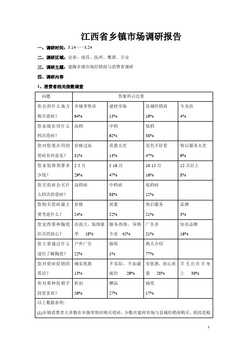 江西省乡镇市场调研报告