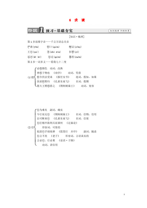 2016-2017学年高中语文第6单元6求谏讲义新人教版选修《中国文化经典研读》