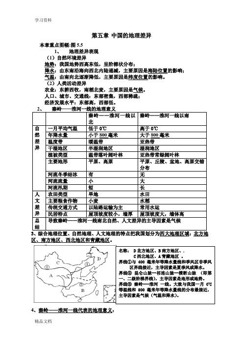 2018人教版八级下册地理教学内容