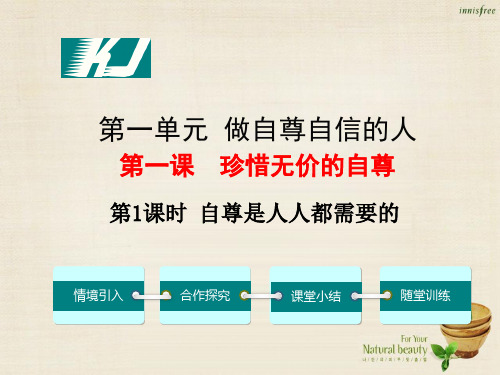 【学练优】2016年七年级政治下册 第一单元 第一课 第1框 自尊是人人都需要的课件1 新人教版