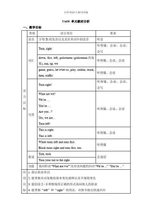 湘少版-英语-四年级上册-Unit6_单元教材分析