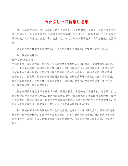 为什么红叶石楠嫩红老绿