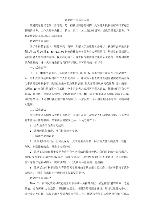【精选】敬老院工作总结五篇