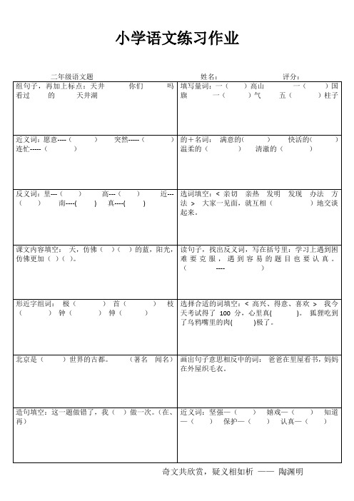 小学二年级语文精题选做VIII (94)