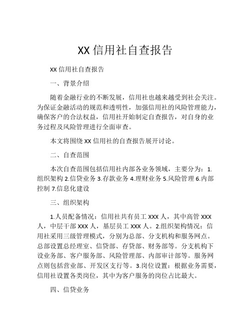 XX信用社自查报告