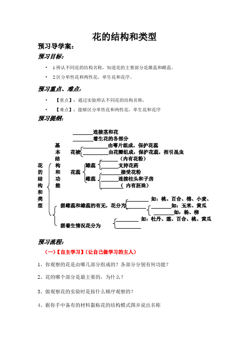 济南版精品学案花的结构和类型