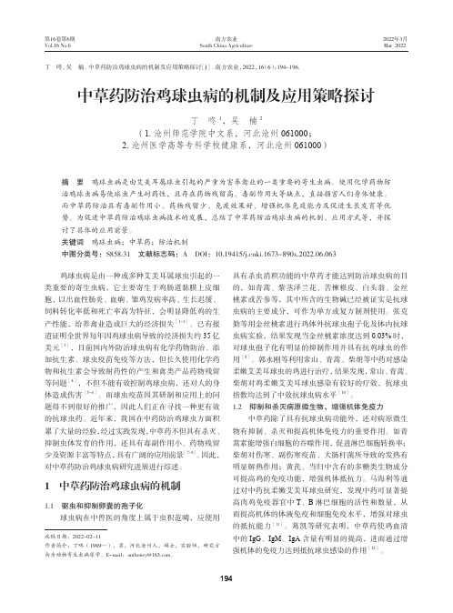 中草药防治鸡球虫病的机制及应用策略探讨