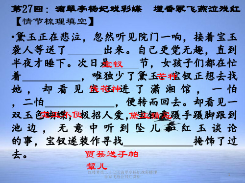 红楼梦第二十七回滴翠亭杨妃戏彩蝶埋香冢飞燕泣残红赏析 ppt课件