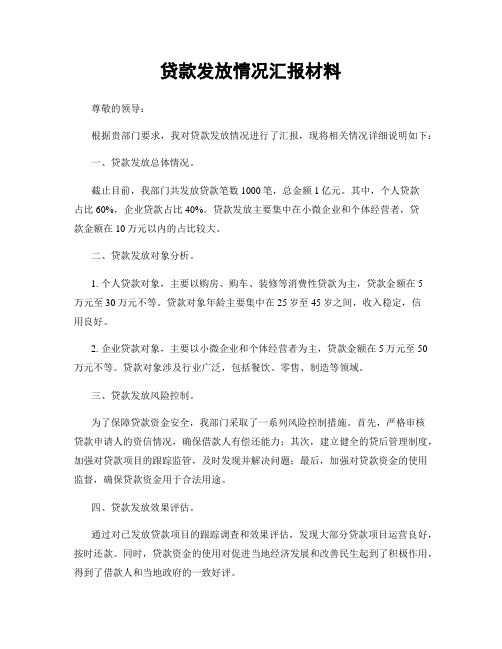 贷款发放情况汇报材料