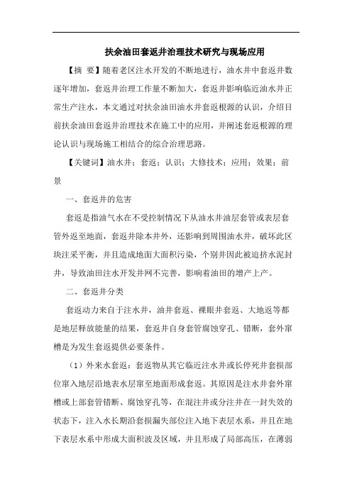 扶余油田套返井治理技术研究与现场应用