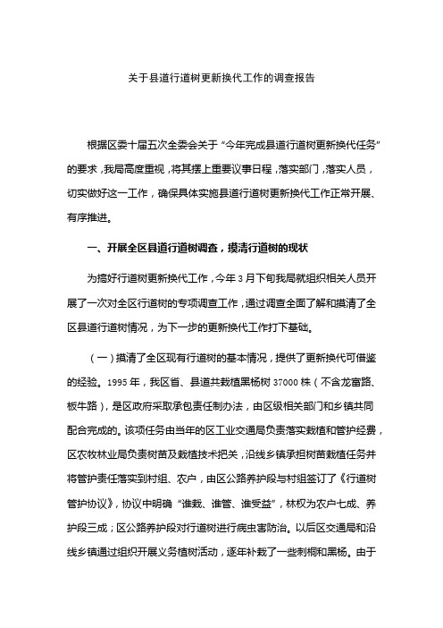 关于县道行道树更新换代工作的调查报告