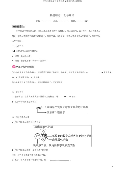 中考化学总复习要题加练1化学用语(含答案)