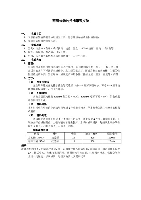 药用植物的扦插繁殖实验