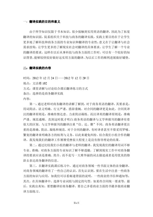 翻译实践报告