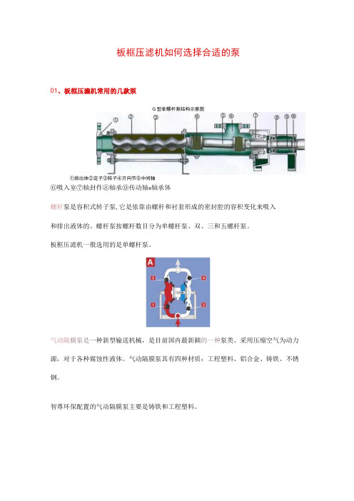 板框压滤机如何选择合适的泵