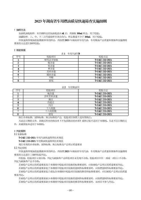 2023年车用燃油质量快速筛查实施细则