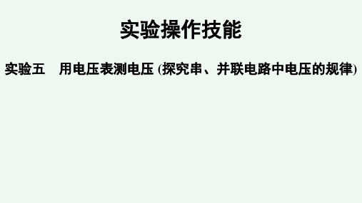 2021年人教版物理中考复习 用电压表测电压 (探究串、并联电路中电压的规律)