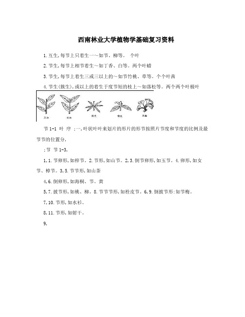 西南林业大学植物学基础复习资料