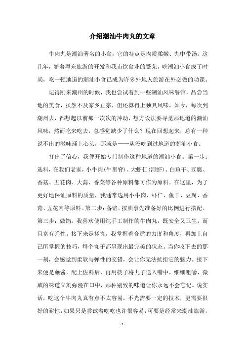 介绍潮汕牛肉丸的文章