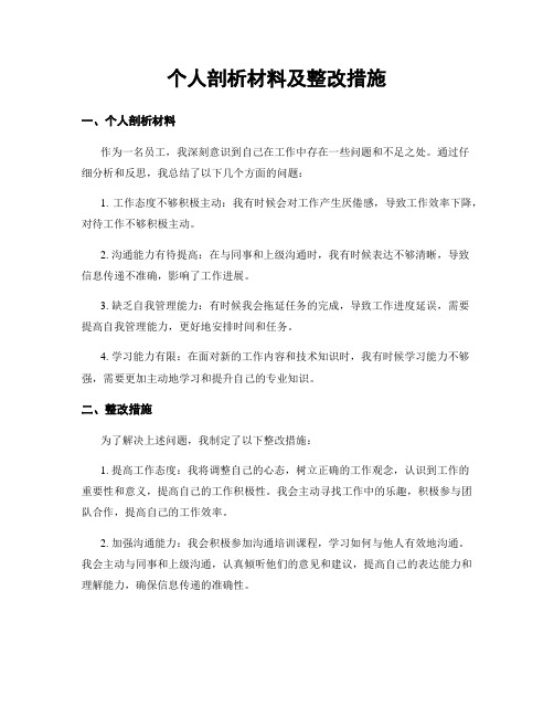 个人剖析材料及整改措施