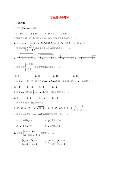 山东省滕州市鲍沟镇2017届中考数学专题练习 方程组与不等式2(无答案)
