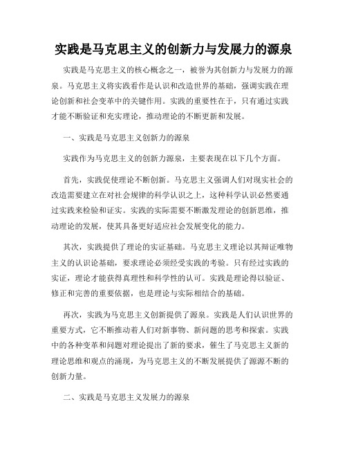 实践是马克思主义的创新力与发展力的源泉