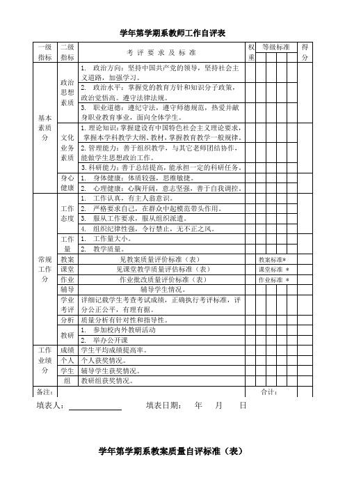 教师工作自评表(综合)