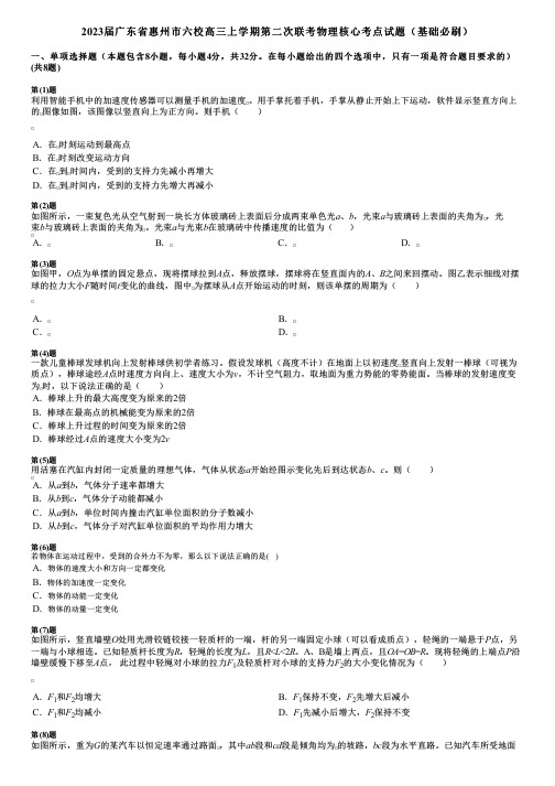 2023届广东省惠州市六校高三上学期第二次联考物理核心考点试题(基础必刷)