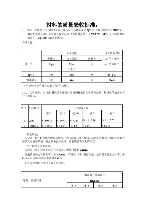 材料的质量标准