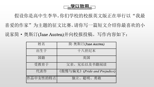 外研社高中英语作文人物传记类 英文范文 简奥斯汀 传记范文