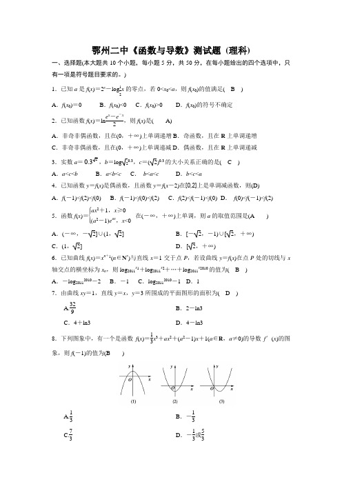 鄂州二中《函数与导数》测试题(一) (理科)