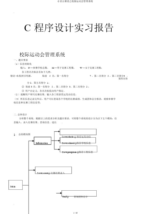 C语言课设之校级运动会管理系统