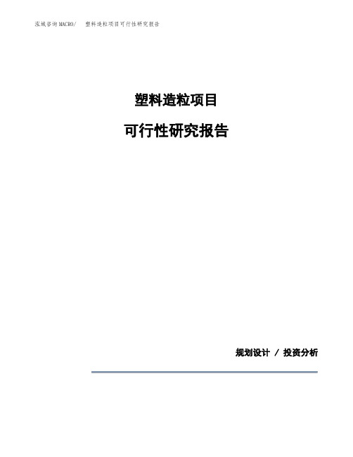 塑料造粒项目可行性研究报告模板范文(立项备案项目申请)