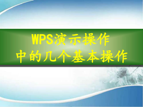 WPS演示操作中的几个基本操作