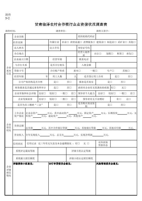 企业资信状况调查表(三)