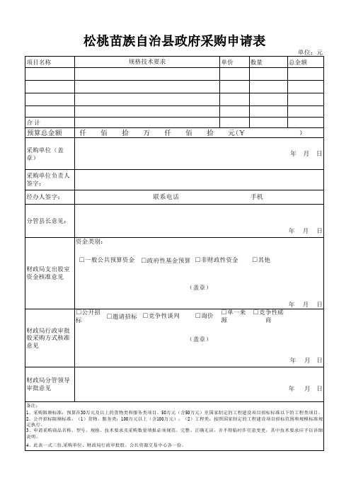 政府采购申报表