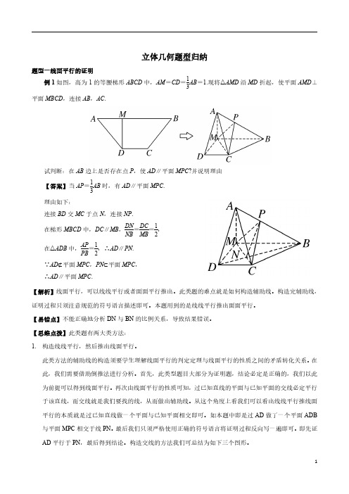 高考立体几何题型归纳(精华)