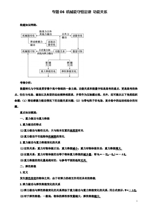 高考物理二轮复习专题机械能守恒定律功能关系学案