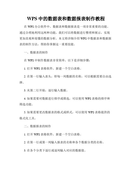 WPS中的数据表和数据报表制作教程