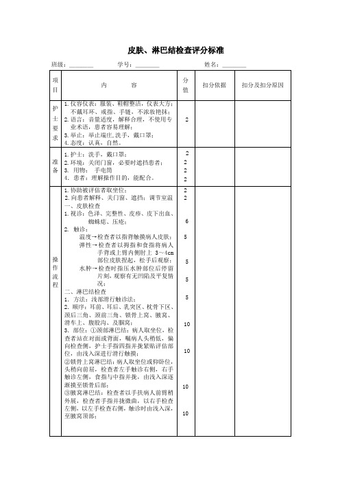 皮肤、淋巴结评分标..