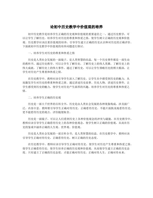 论初中历史教学中价值观的培养