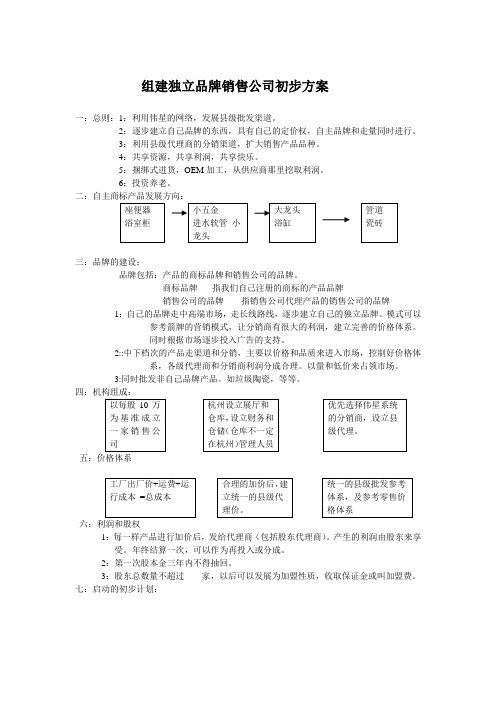 组建自主品牌的方案初稿