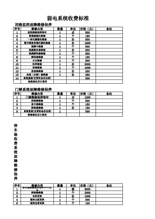 弱电系统  收费标准