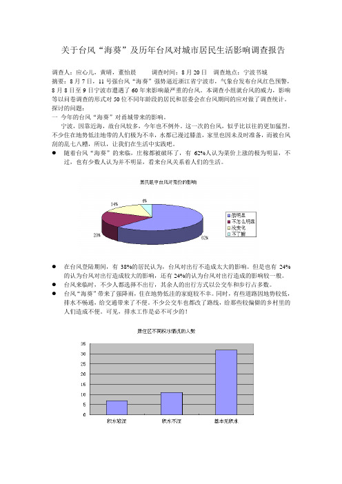 关于台风“海葵”及历年台风对城市居民生活影响调查报告