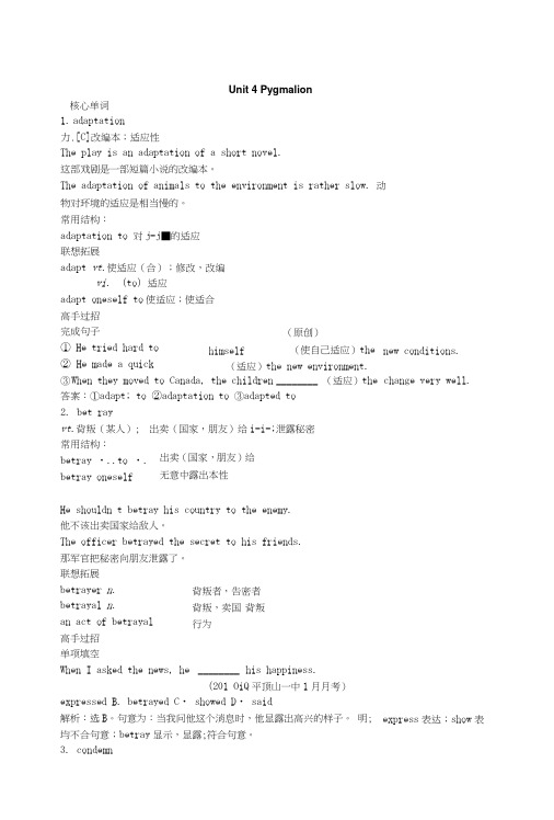 人教版新课标英语高二下模块八Unit4：学案【知识点总复习】.doc