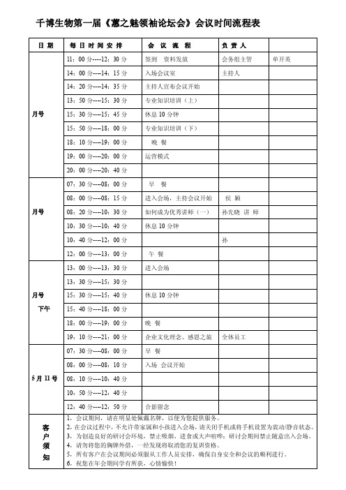 会议流程时间表