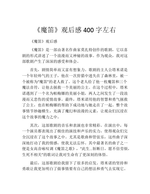 《魔笛》观后感400字左右