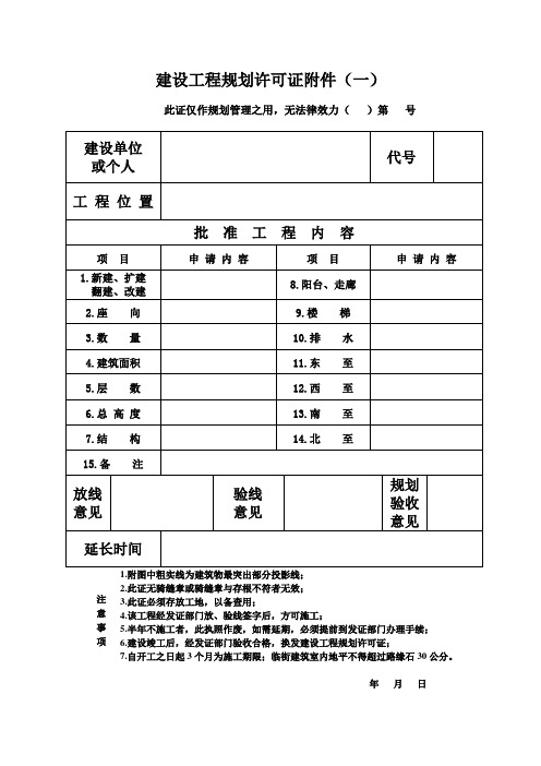 建设工程规划许可证附件