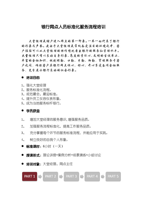 银行网点及大堂经理服务礼仪培训课纲